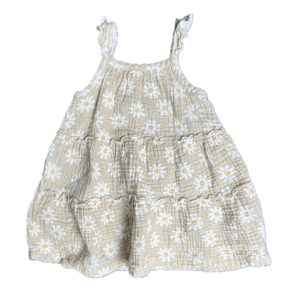Rabbit+Bear 12M Dress 100% Organic Cotton Cream with Daisies